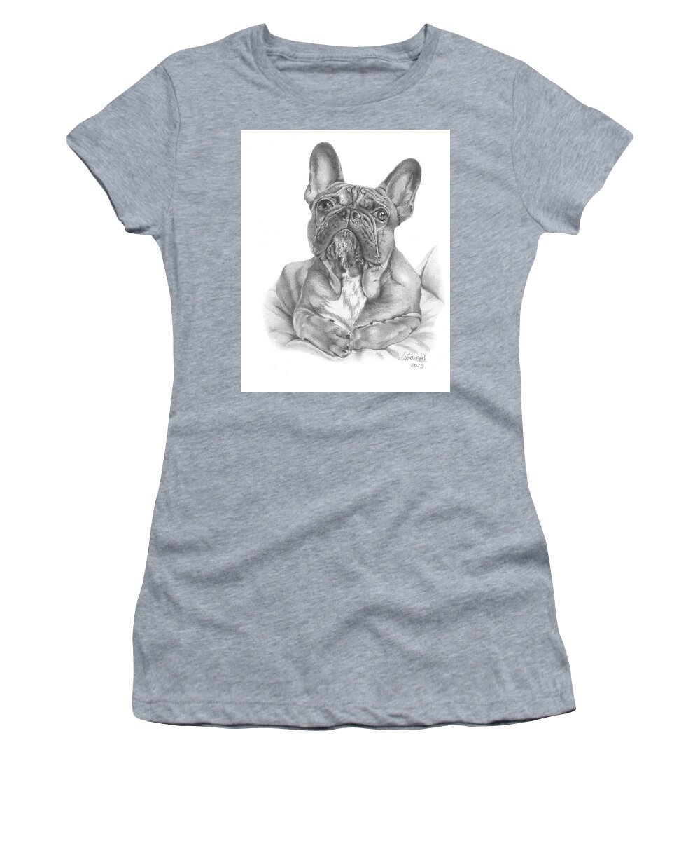 French Bulldog Women's T-Shirt featuring the drawing Snuggle Bug by Louise Howarth
