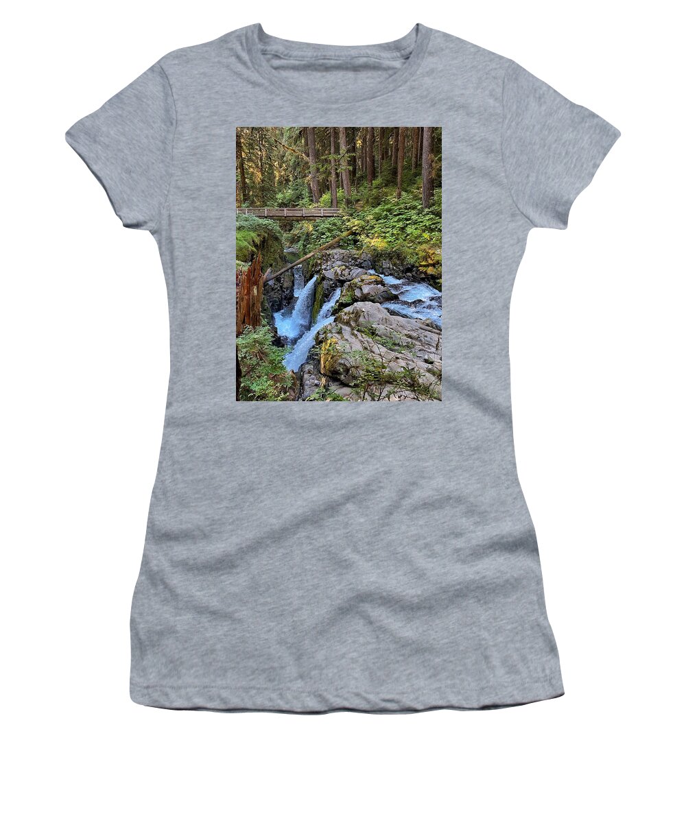 Waterfalls Women's T-Shirt featuring the photograph Sol duc Falls 2 by Jerry Abbott