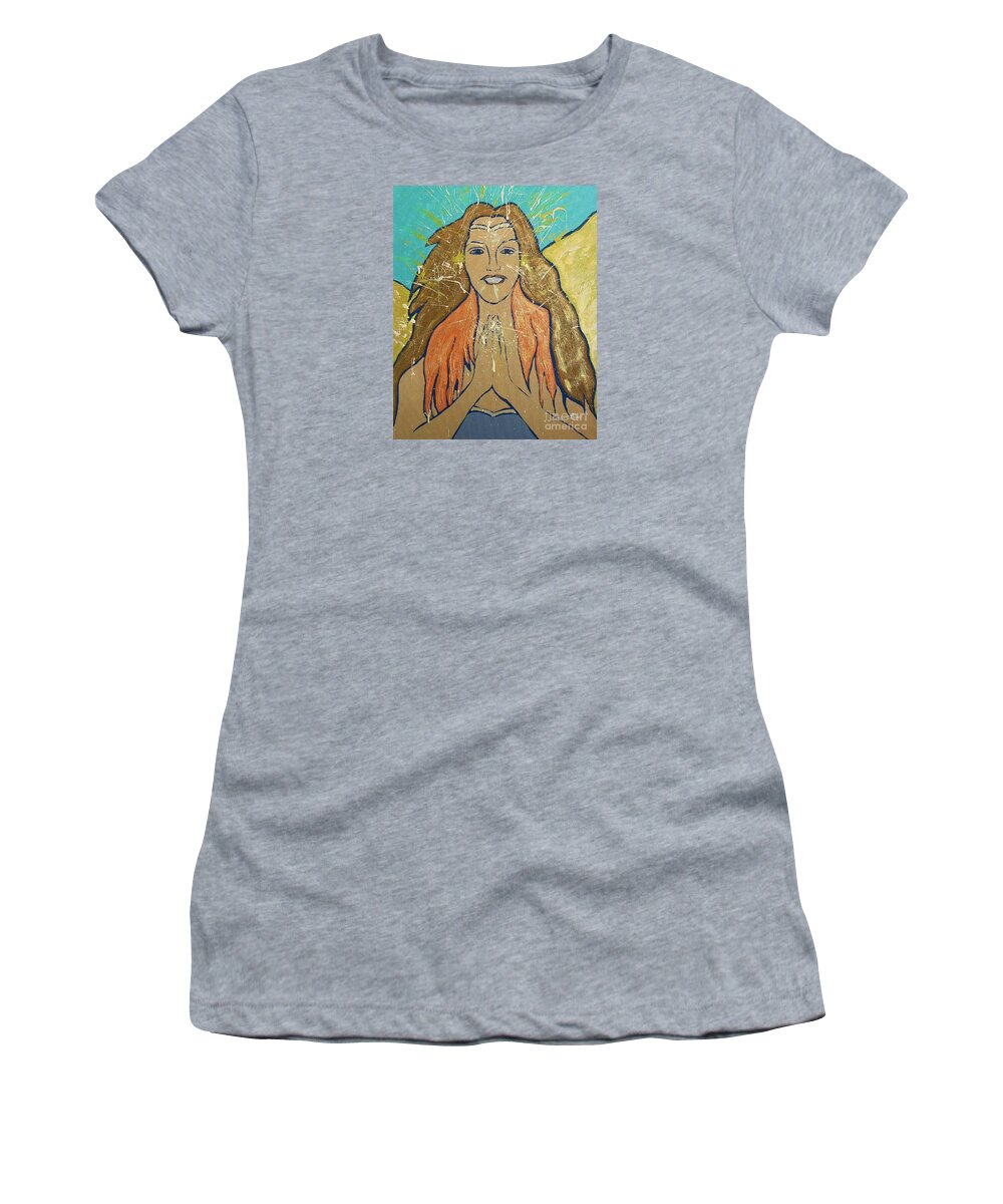 Angels Women's T-Shirt featuring the painting Something magical is coming today by Monica Elena