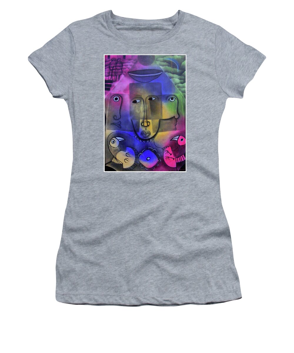 Abstract Women's T-Shirt featuring the painting Song Of Songs by Winston Saoli 1950-1995