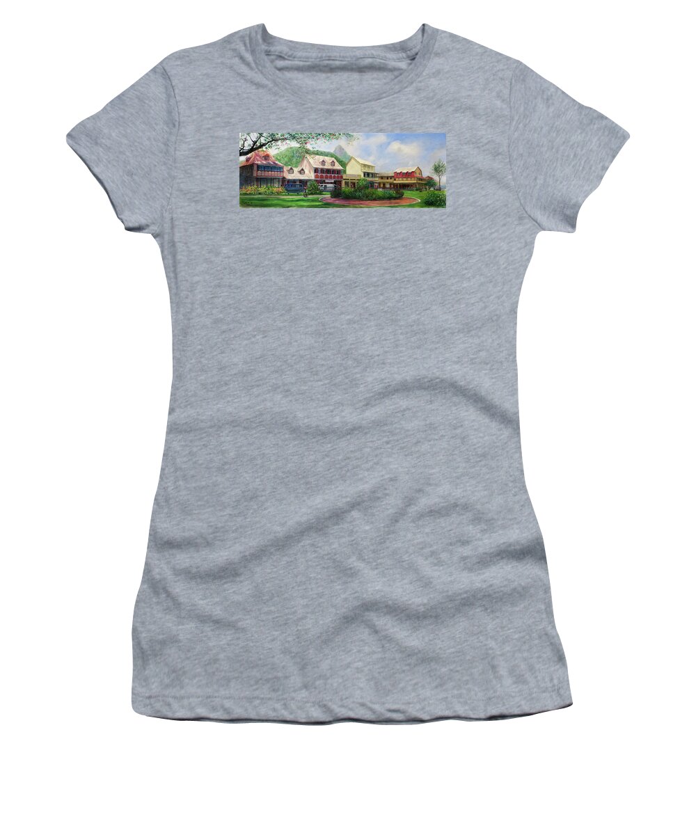 Soufriere Women's T-Shirt featuring the painting Soufriere Square by Jonathan Gladding