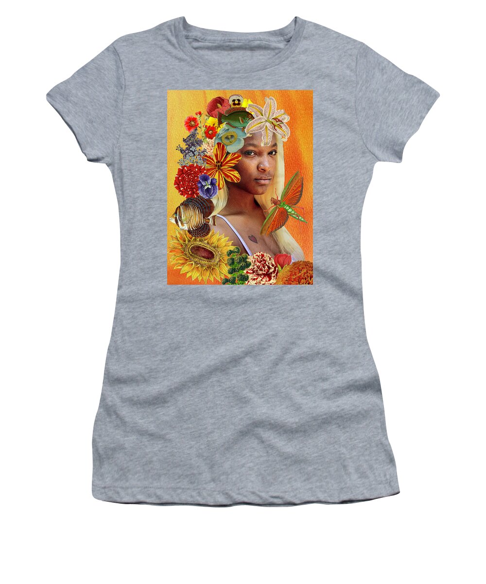 Vintage Flowers Women's T-Shirt featuring the mixed media Soul of a child by Lorena Cassady