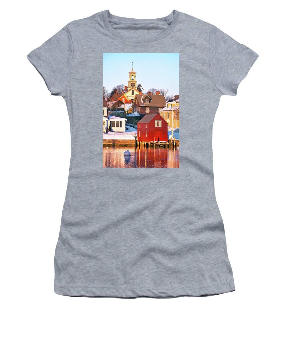 Portsmouth Women's T-Shirt featuring the photograph South End Boathouse by Eric Gendron