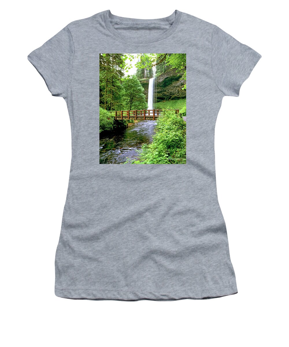 Usa Women's T-Shirt featuring the photograph South Falls Bridge by Randy Bradley