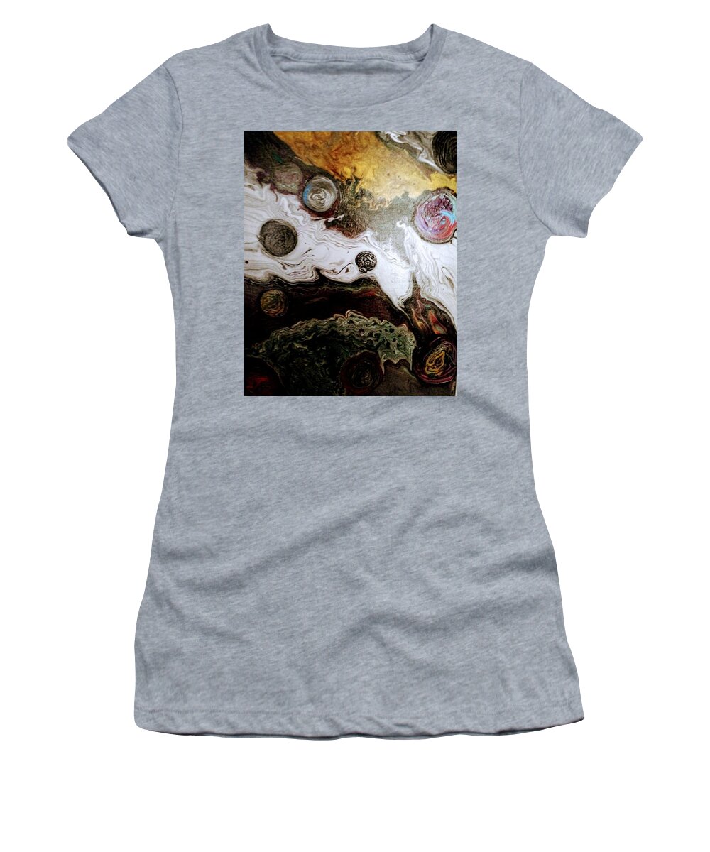 Metallic Women's T-Shirt featuring the painting Space Metal by Anna Adams