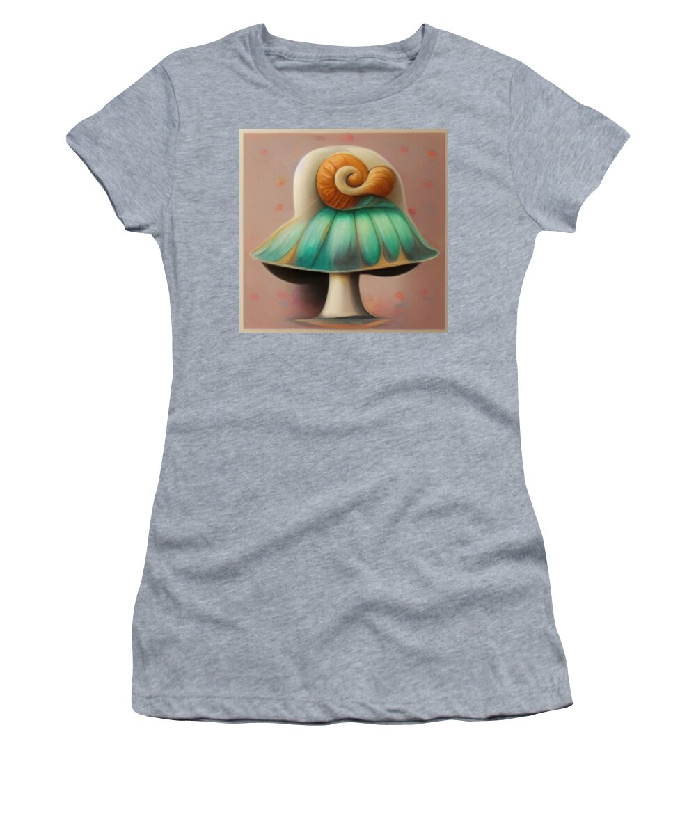Digital Women's T-Shirt featuring the digital art Spiral Shroom by Vicki Noble