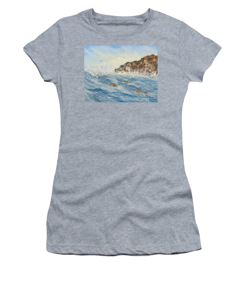 Ocean Women's T-Shirt featuring the painting Splash by Saundra Johnson