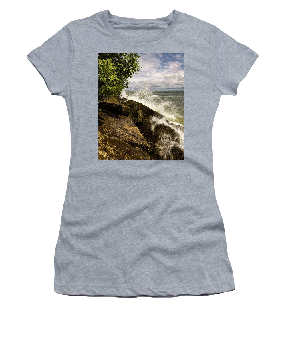 Lighthouse Women's T-Shirt featuring the photograph Splash by SC Shank