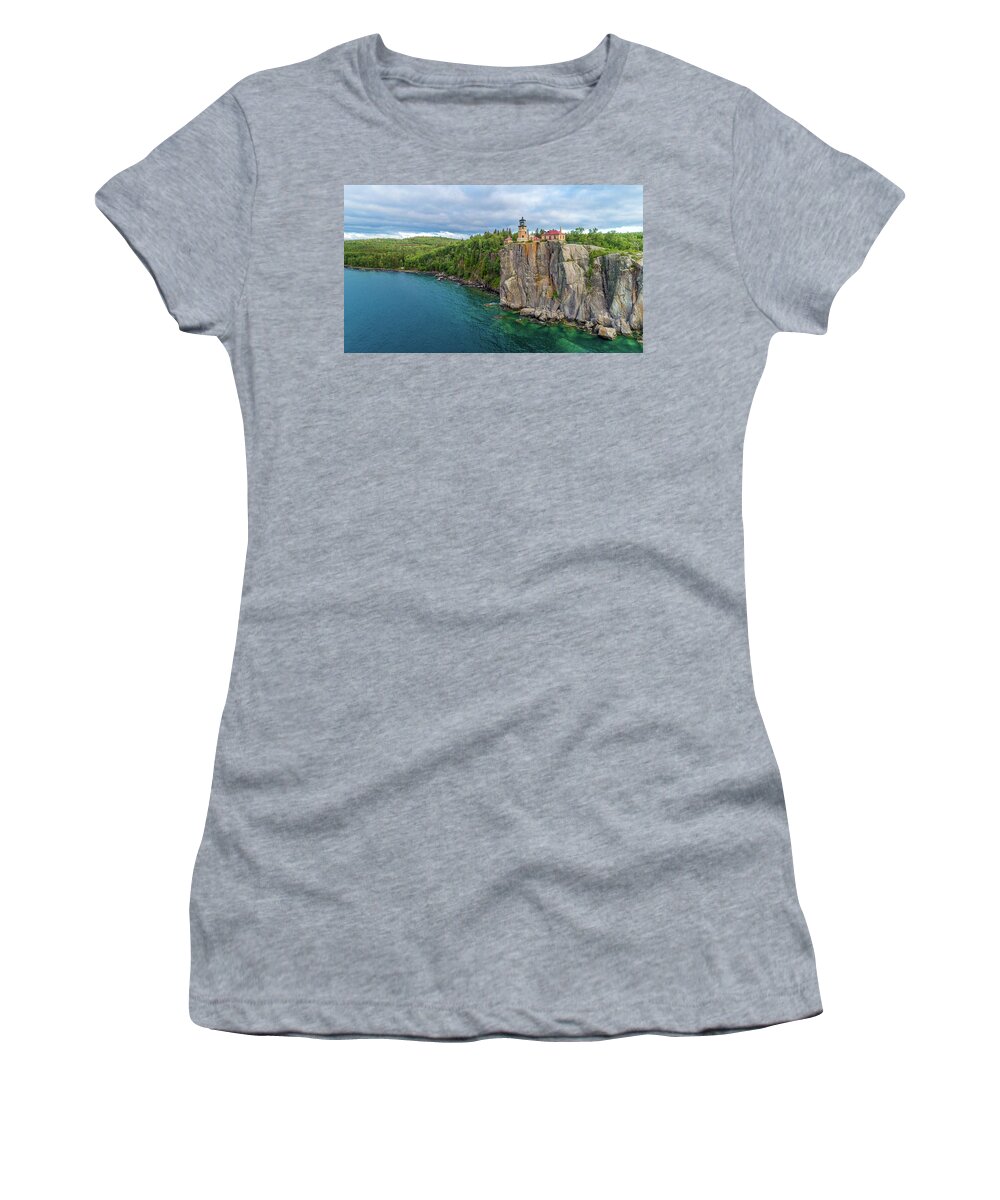 Split Rock Lighthouse Women's T-Shirt featuring the photograph Split Rock Lighthouse Aerial by Sebastian Musial