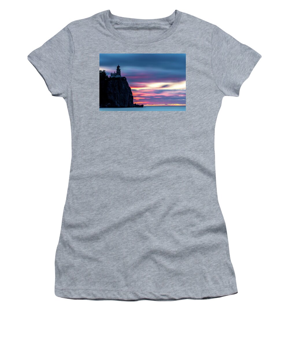 Split Rock Women's T-Shirt featuring the photograph Split Rock Summer Sunrise by Sebastian Musial