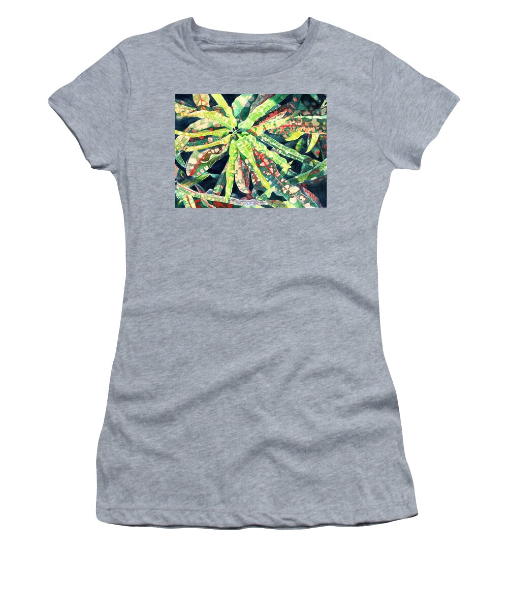 Watercolor Women's T-Shirt featuring the painting Spotted Leaves by Lisa Tennant