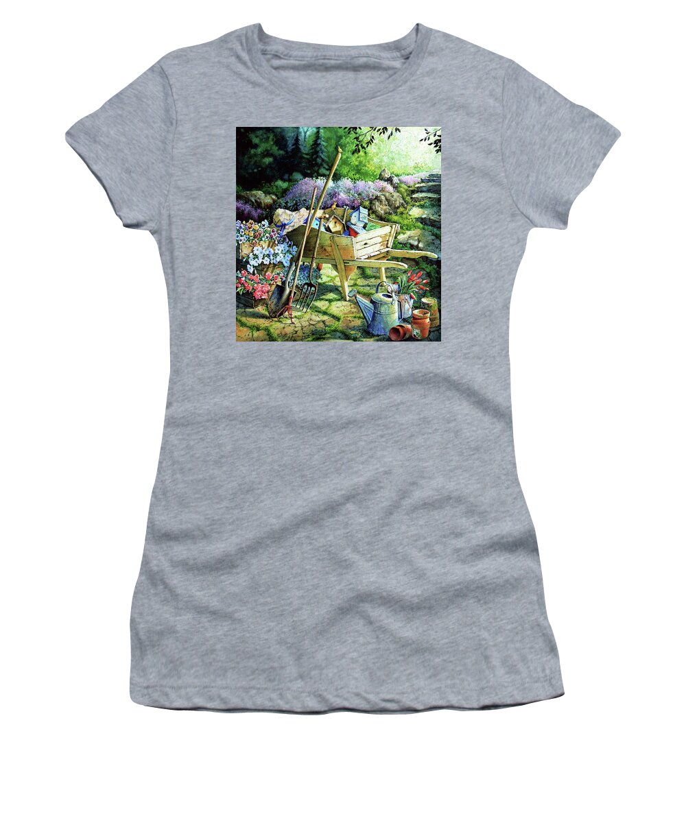 Spring At Last Painting Women's T-Shirt featuring the painting Spring At Last by Hanne Lore Koehler