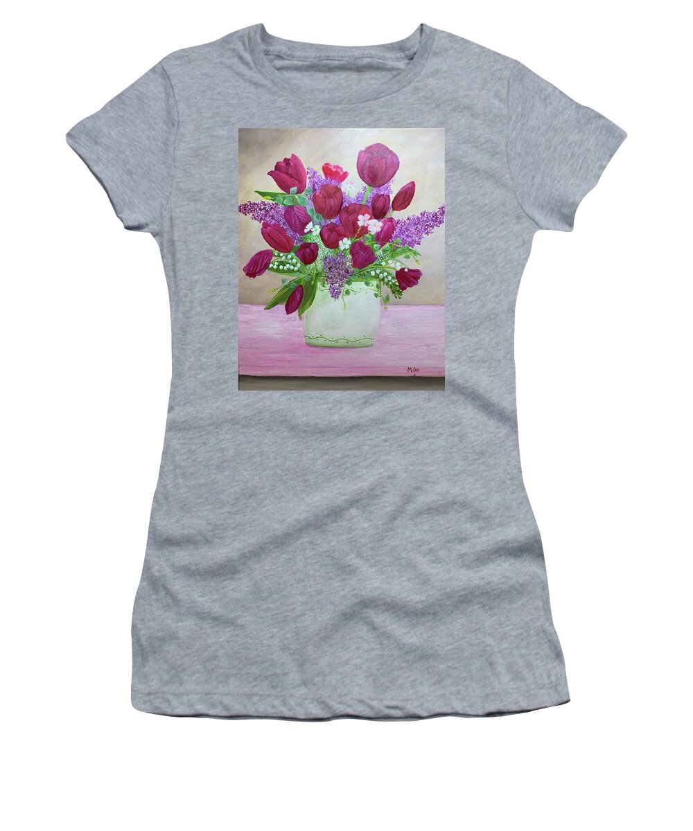  Women's T-Shirt featuring the painting Spring Bouquet by Peggy Miller