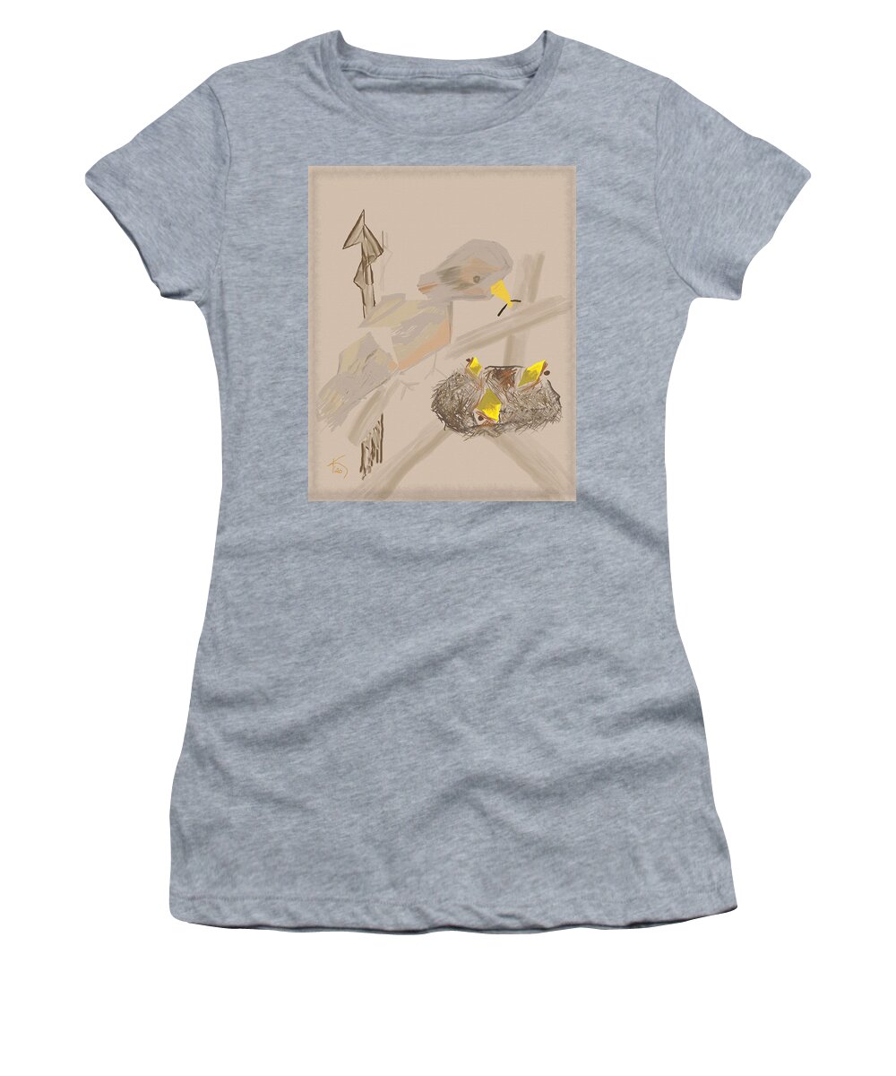 Bird Women's T-Shirt featuring the digital art Spring Feeding by Kae Cheatham