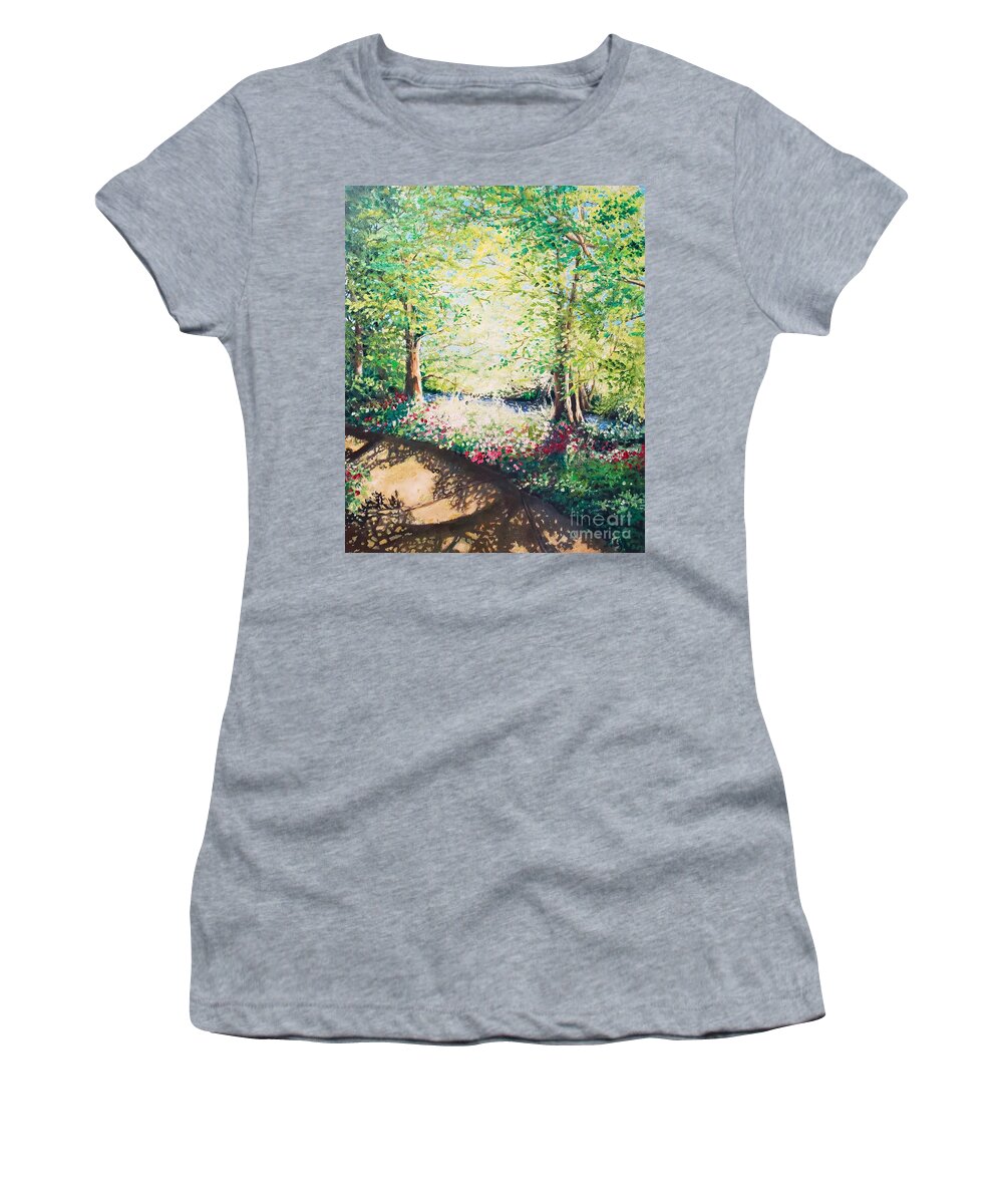 Spring Women's T-Shirt featuring the painting Spring Greens by Merana Cadorette