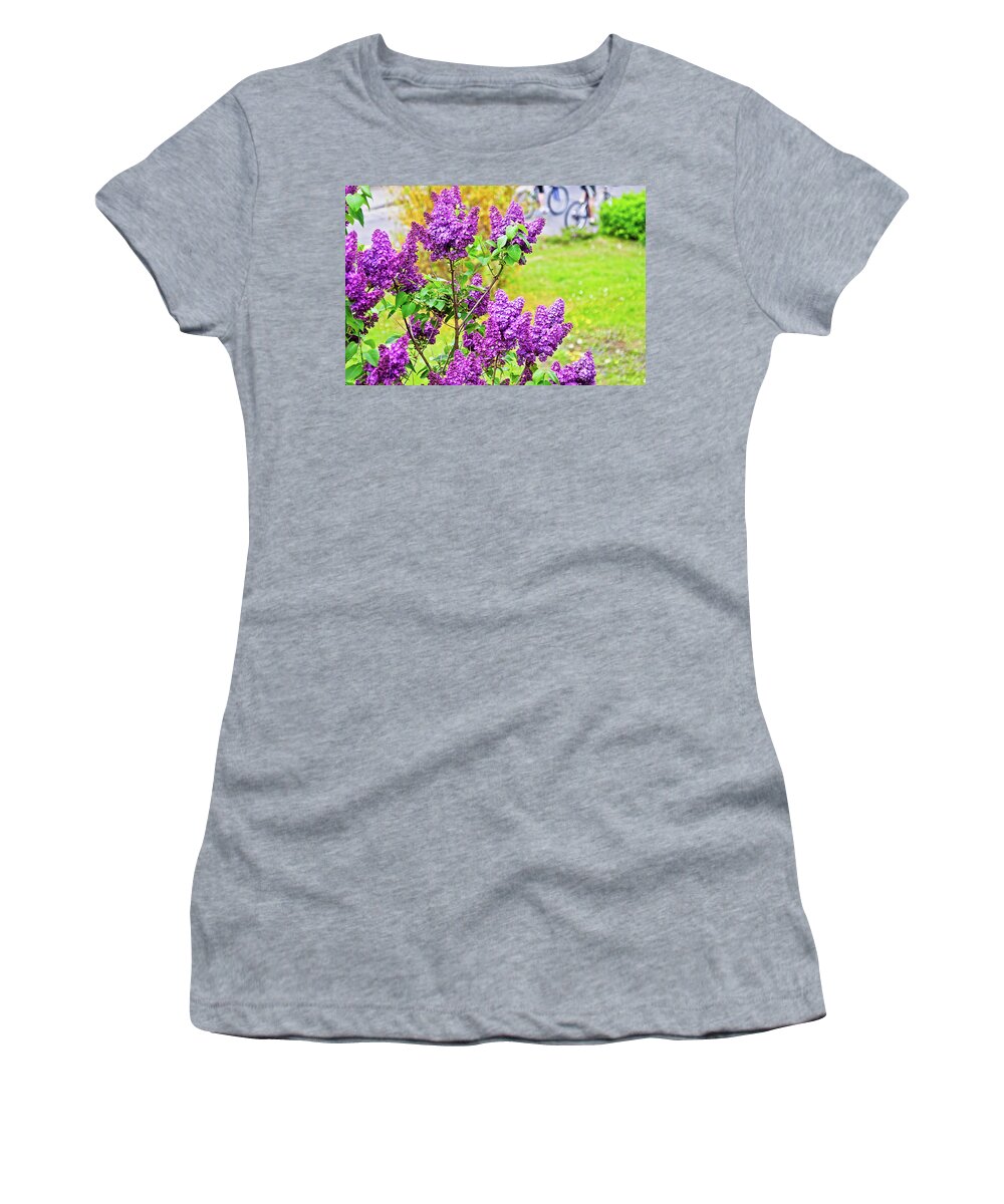 Lilacs Women's T-Shirt featuring the photograph Spring has arrived by Tatiana Travelways