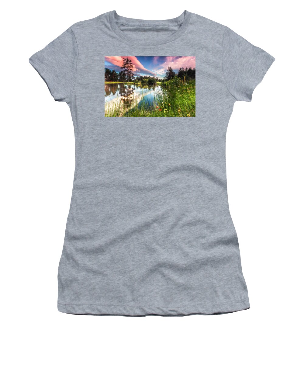 Mountain Women's T-Shirt featuring the photograph Spring Lake by Evgeni Dinev