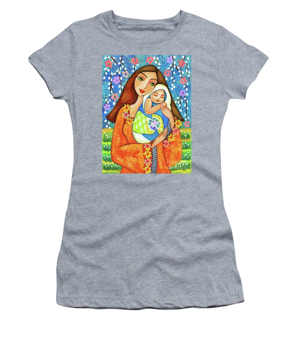 Mother And Child Women's T-Shirt featuring the painting Spring Mother by Eva Campbell