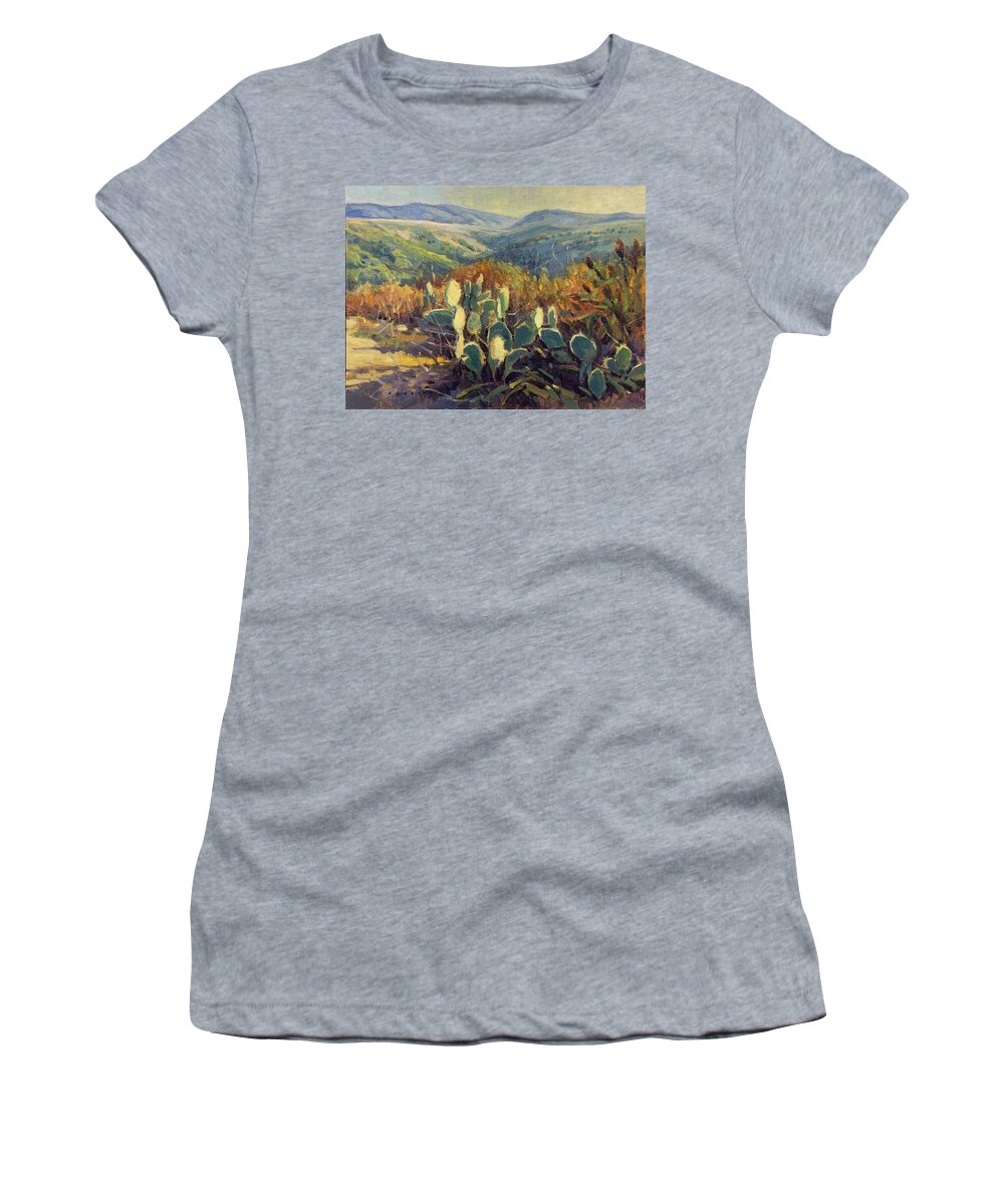 Crystal Cove State Park Women's T-Shirt featuring the painting Spring Trail by Konnie Kim