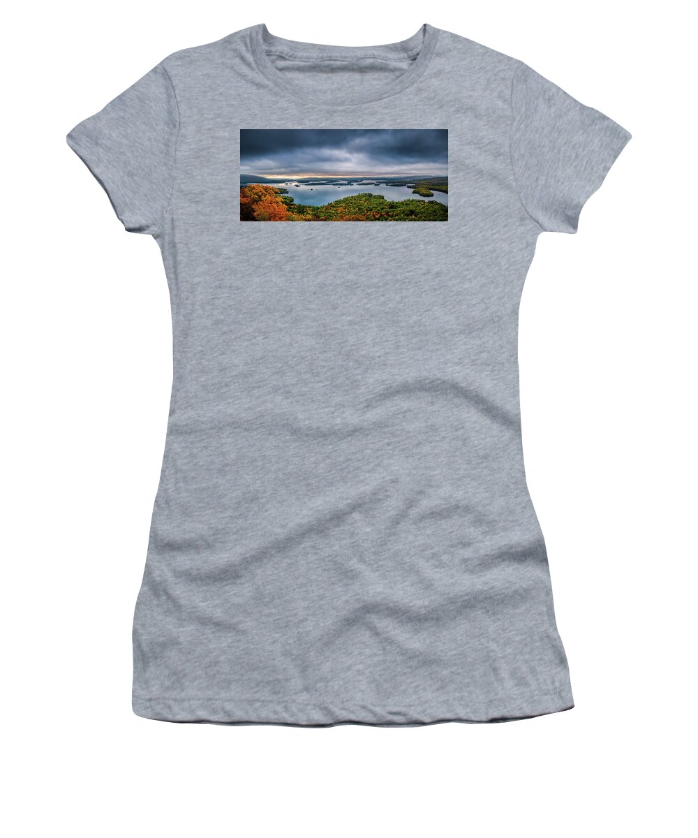Squam Lake Women's T-Shirt featuring the photograph Squam Lake NH, Rattlesnake View by Michael Hubley