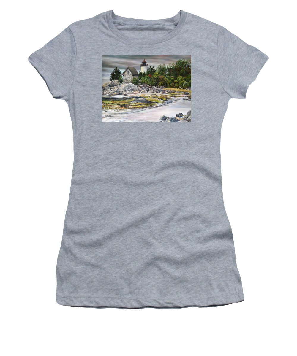 Annisquam Women's T-Shirt featuring the painting Squam Light, Summer by Eileen Patten Oliver