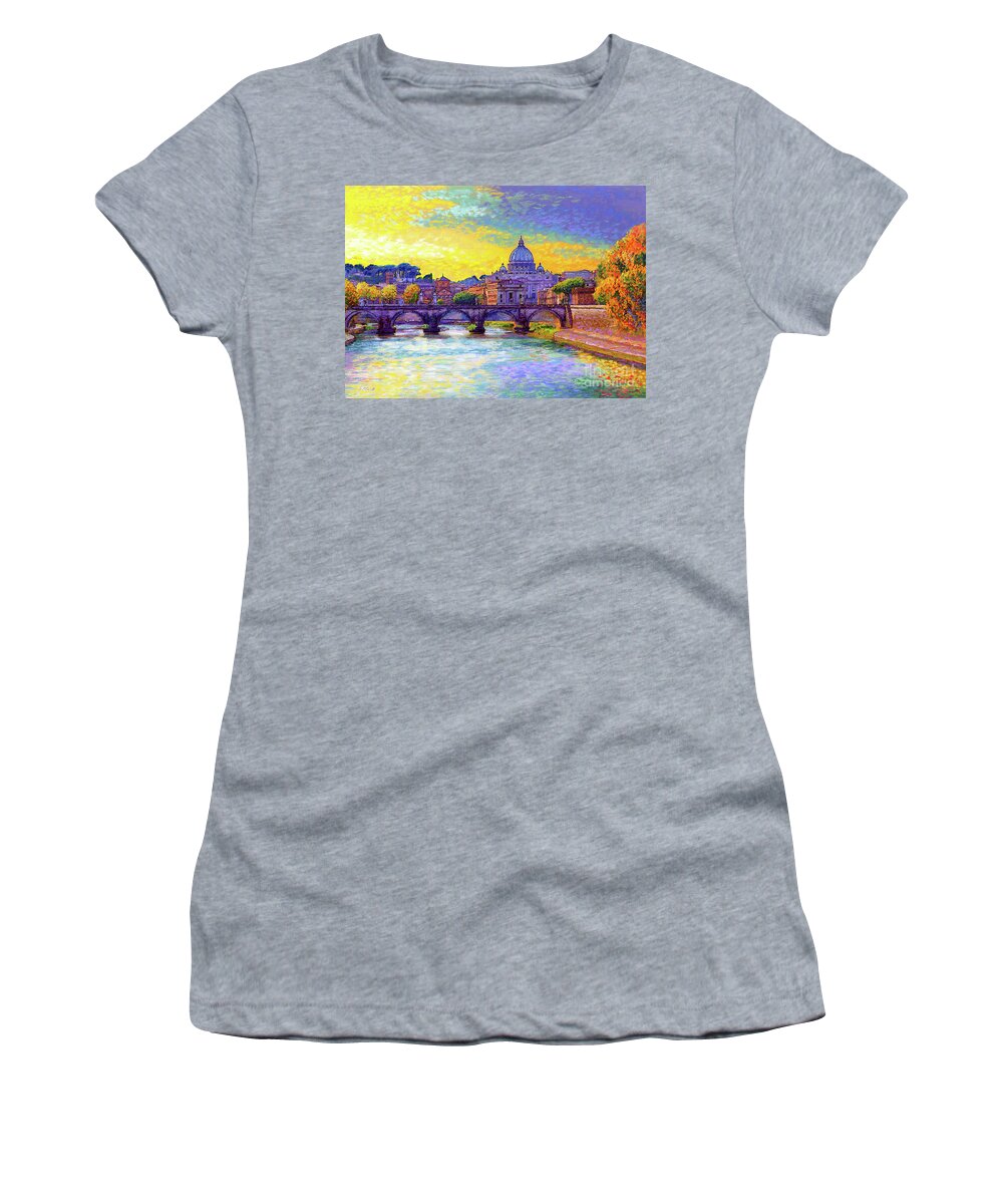 Italy Women's T-Shirt featuring the painting St Angelo Bridge Ponte St Angelo Rome by Jane Small