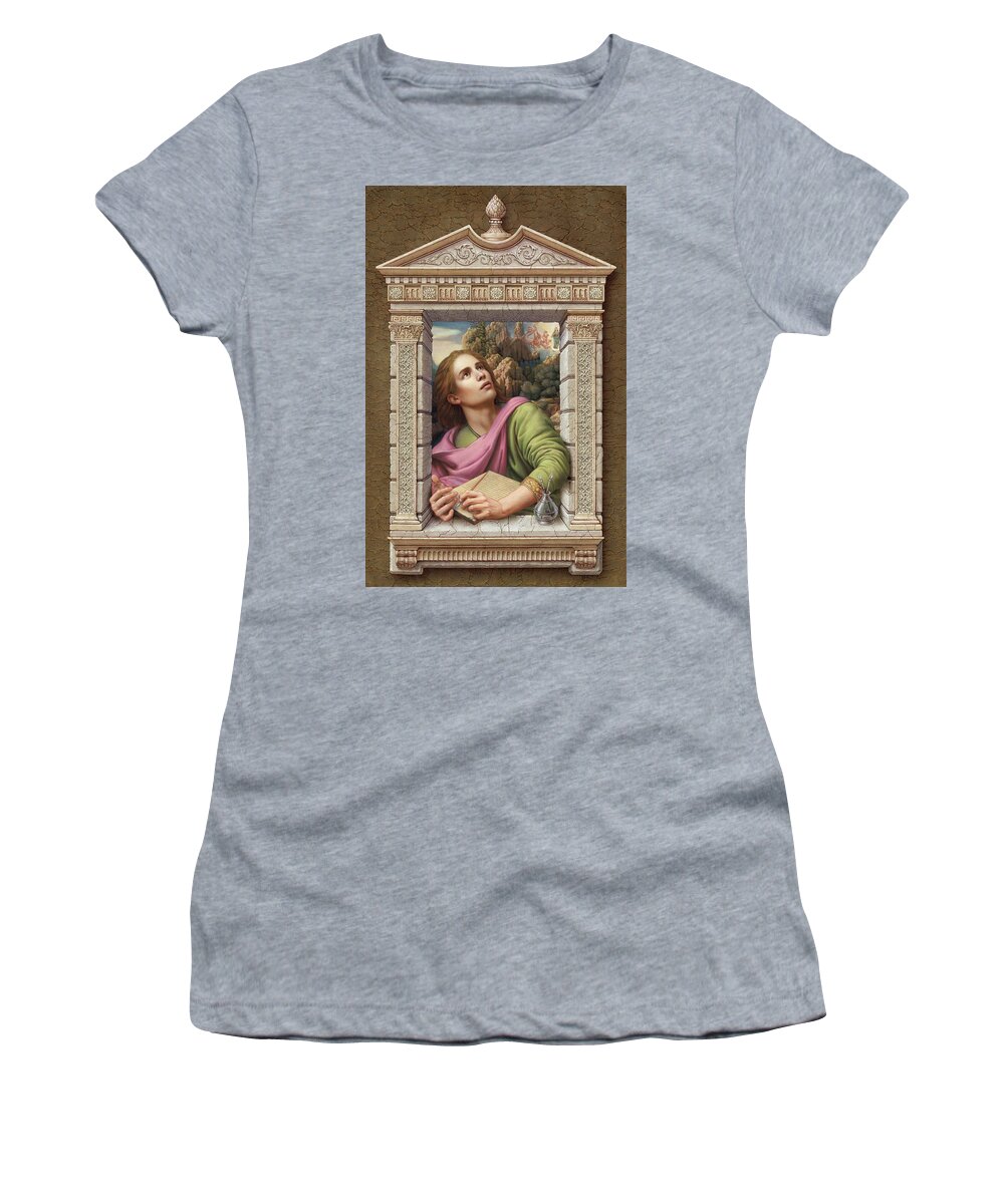 Christian Art Women's T-Shirt featuring the painting St. John of Patmos 2 by Kurt Wenner