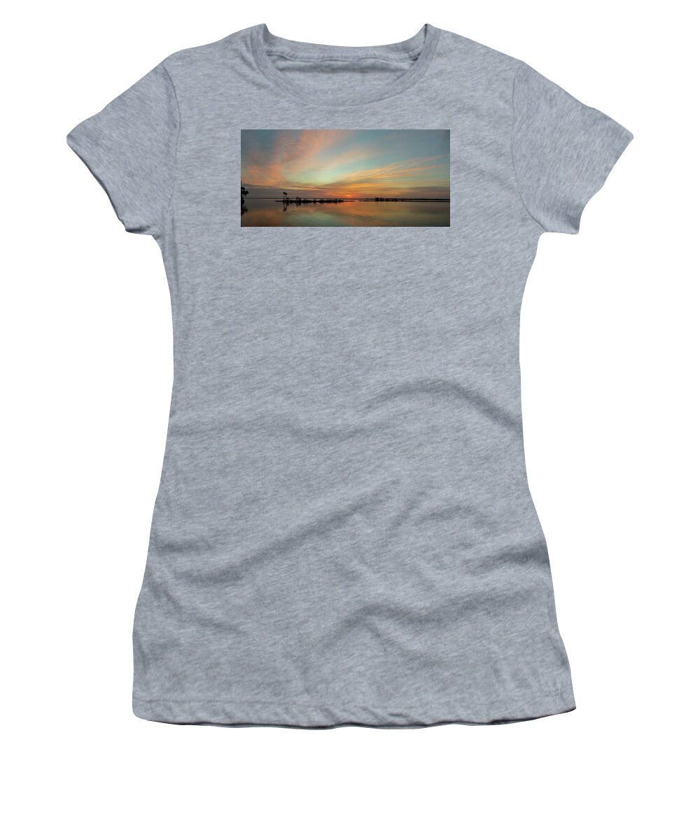 St. Johns River Women's T-Shirt featuring the photograph St. Johns Orange Park - Sunrise by Randall Allen