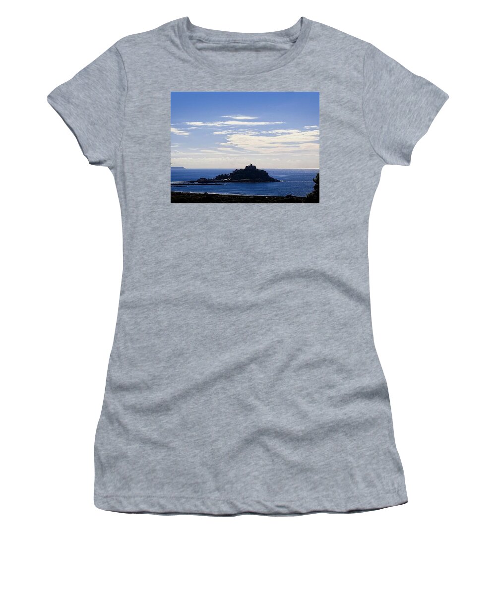St. Michael's Mount Women's T-Shirt featuring the photograph St. Michael's Mount silhouetted in evening light by Tony Mills