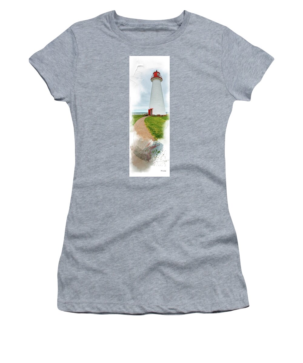 Lighthouse Women's T-Shirt featuring the mixed media Standing Tall by Moira Law