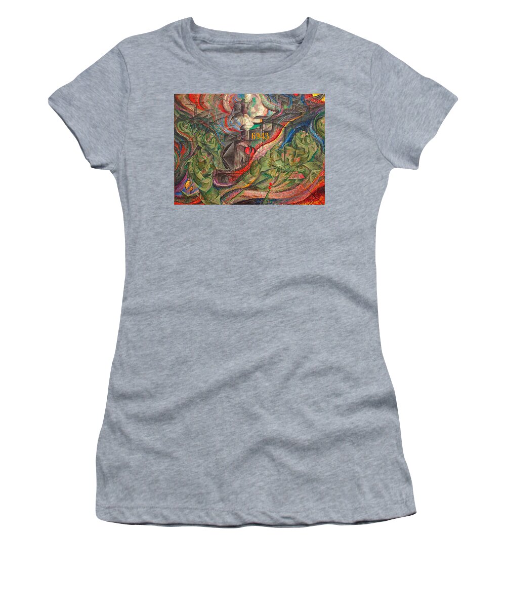 States Of Mind I Women's T-Shirt featuring the digital art States of Mind I - The Farewells by Umberto Boccioni - digital enhancement by Nicko Prints
