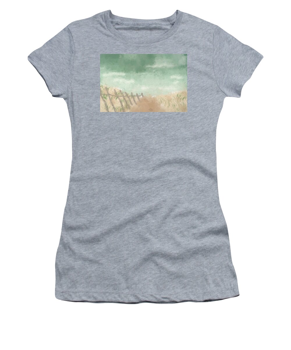 Dunes Women's T-Shirt featuring the digital art Stay off Dunes by Alison Frank