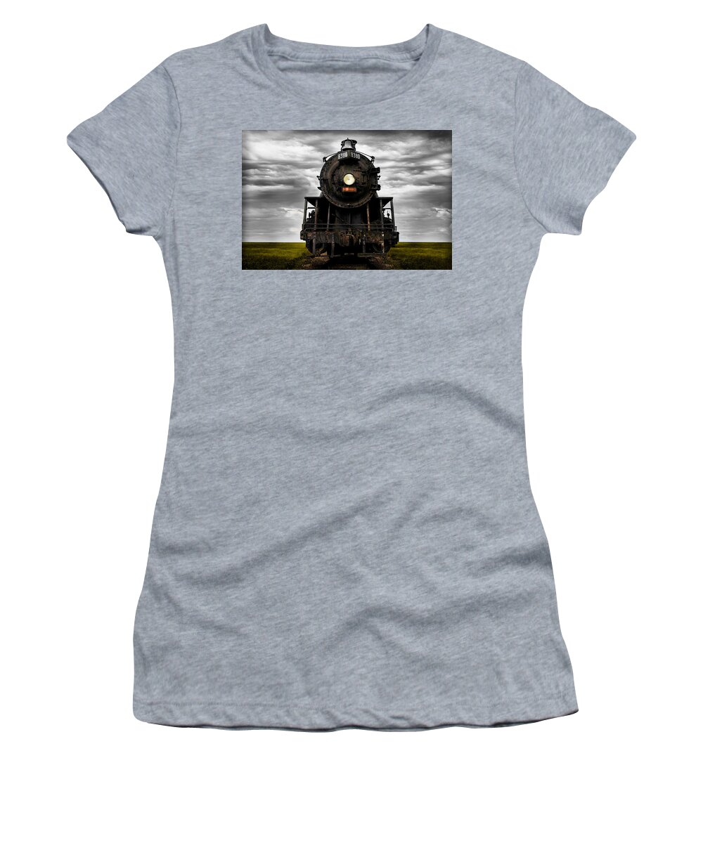 Train Women's T-Shirt featuring the photograph Steam Engine by Carrie Hannigan