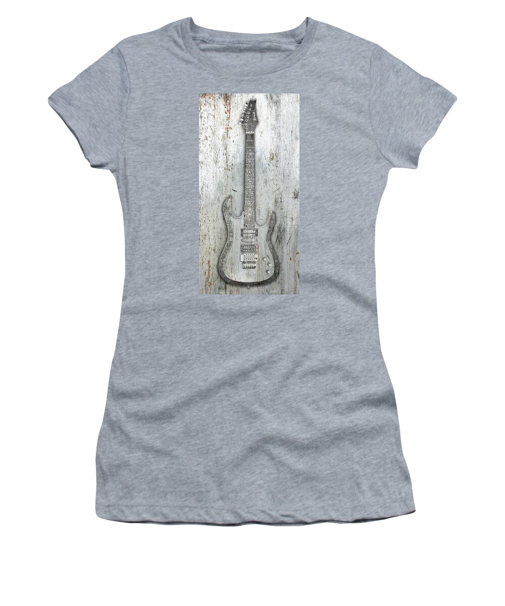 Guitar Women's T-Shirt featuring the painting Steel Guitar Electric Metal Metallic by Tony Rubino