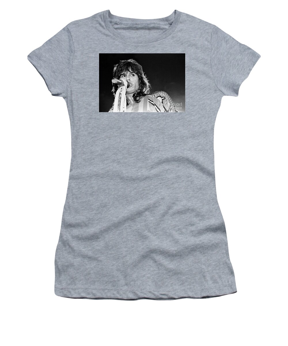 Singing Women's T-Shirt featuring the photograph Steven Tyler - Aerosmith by Concert Photos