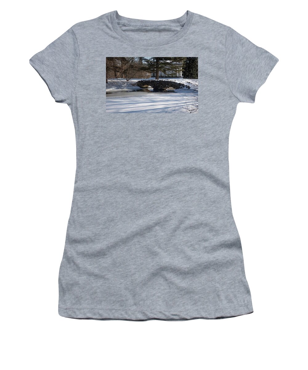 Stone Bridge In Winter Women's T-Shirt featuring the photograph Stone Bridge in Winter by Phyllis Taylor