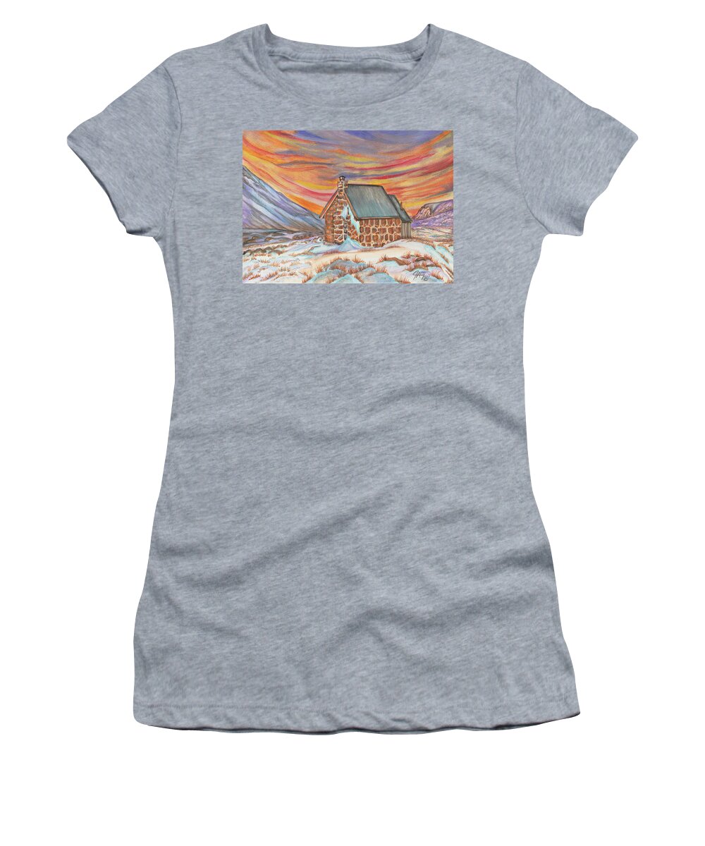 Art Women's T-Shirt featuring the painting Stone Refuge by The GYPSY and Mad Hatter