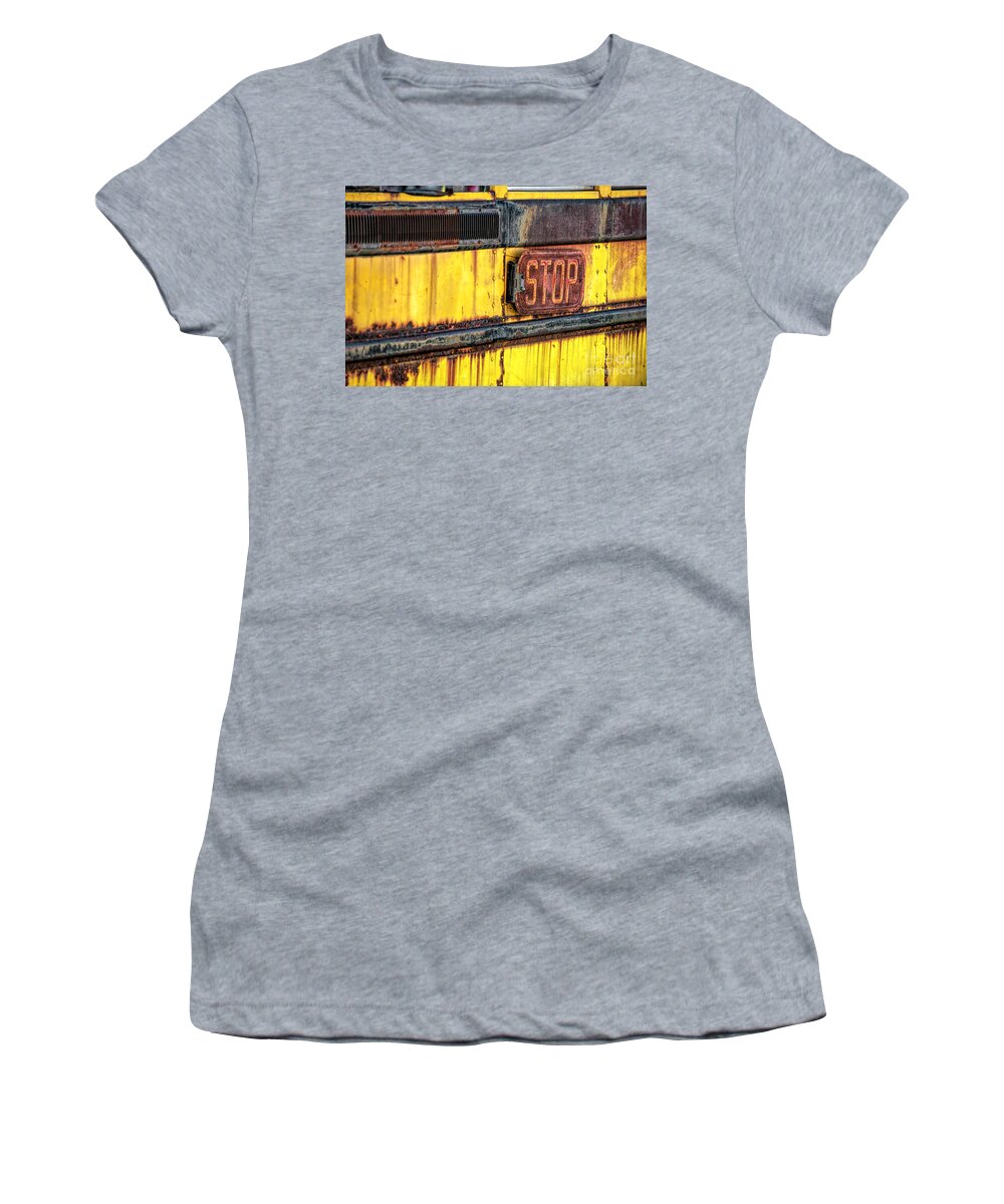 School Bus Women's T-Shirt featuring the photograph Stop by Pamela Dunn-Parrish
