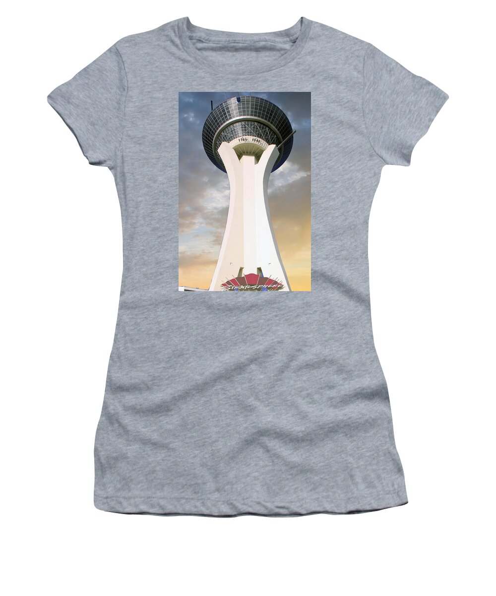 Strat Women's T-Shirt featuring the photograph Strat Skytower Vegas by Chris Smith