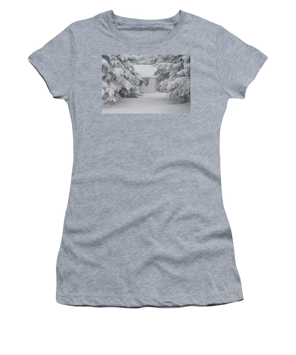 Stratton Mountain Fire Tower Maintainer's Cabin Women's T-Shirt featuring the photograph Stratton Mountain Fire Tower Maintainer's Cabin by Raymond Salani III