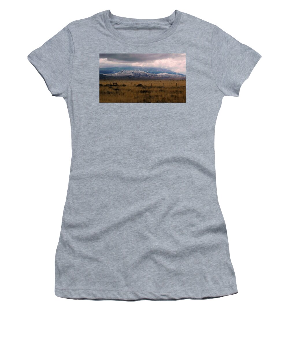 - Stratus Clouds - Wyoming Women's T-Shirt featuring the photograph - Stratus Clouds - Wyoming by THERESA Nye