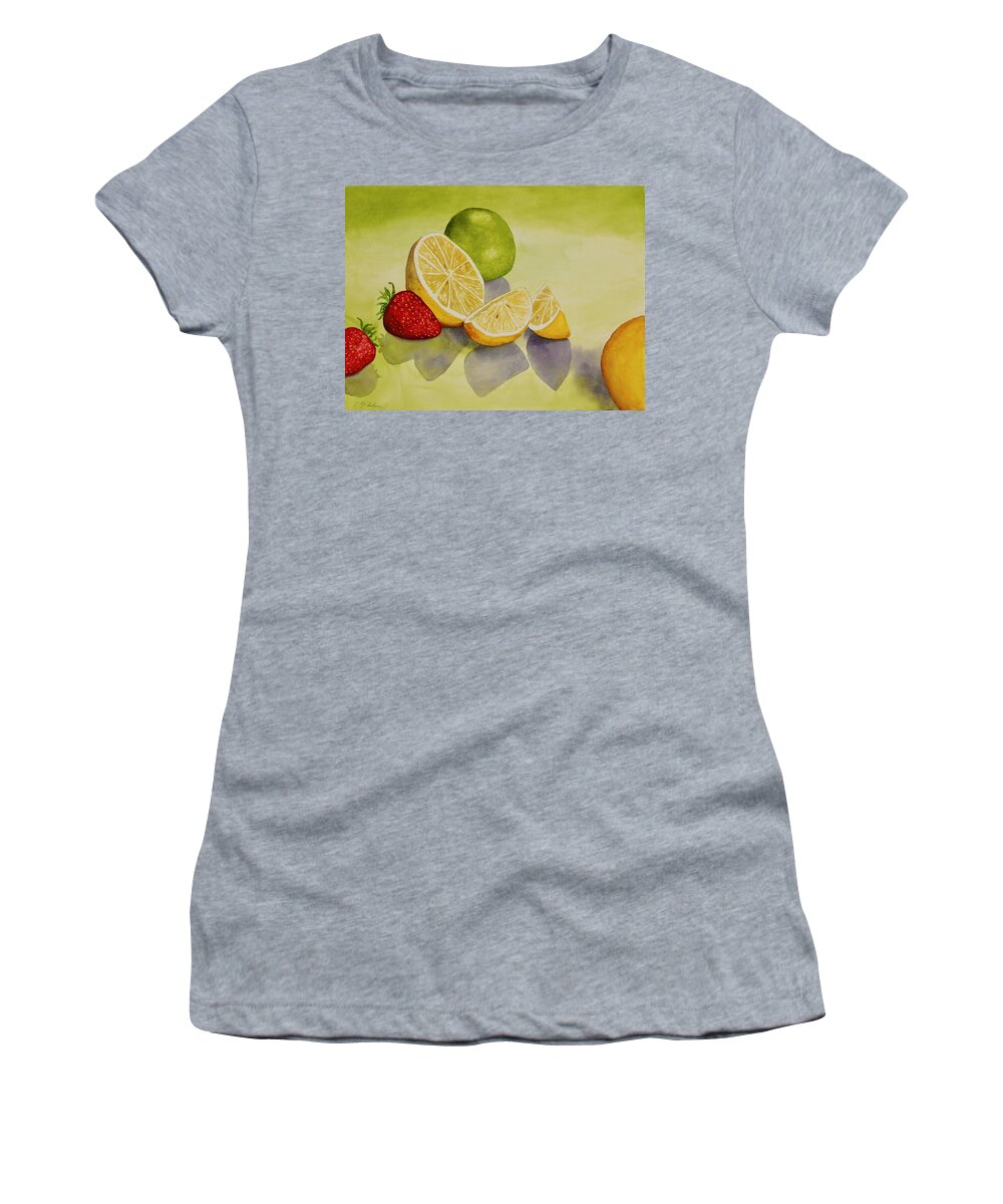 Kim Mcclinton Women's T-Shirt featuring the painting Strawberry Lemonade by Kim McClinton