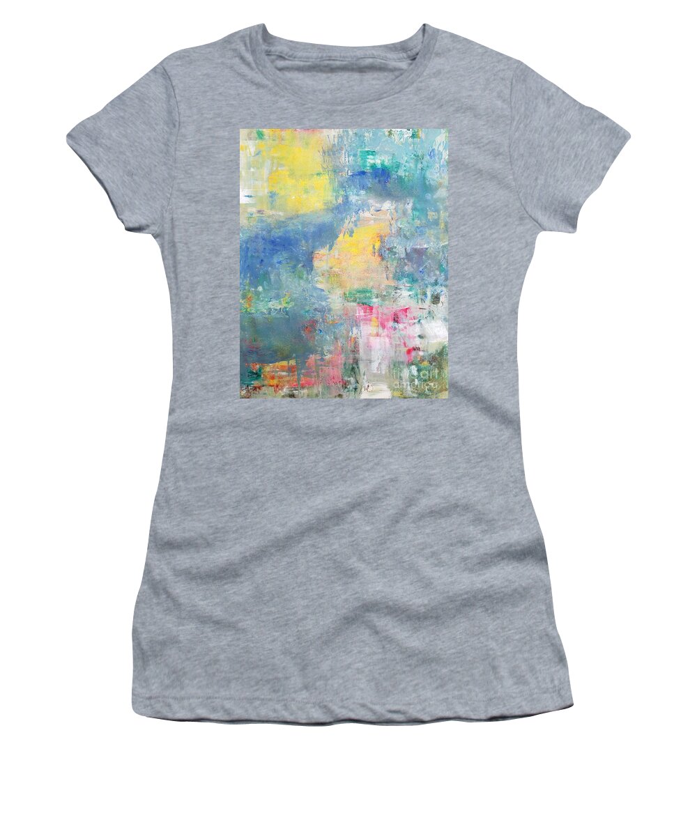 Abstract Mixed Media Women's T-Shirt featuring the painting Streaming Peace by Lisa Debaets