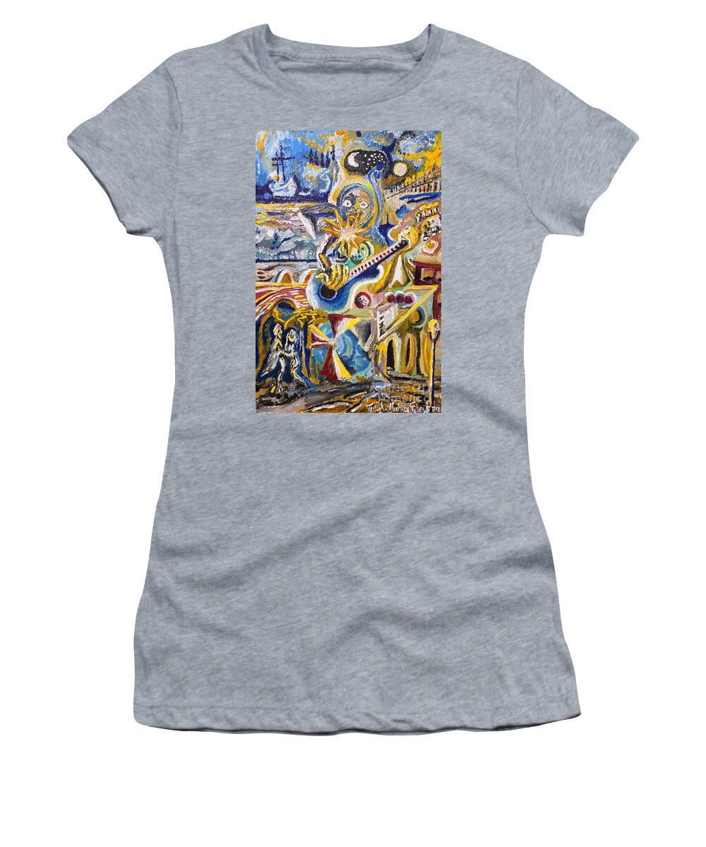 Oil Women's T-Shirt featuring the painting Strumming Air by Timothy Foley