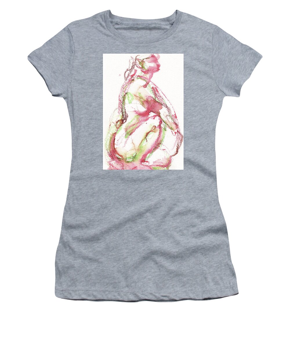 Abstract Nude Watercolour Women's T-Shirt featuring the painting Studio Nude IV Soft by Roxanne Dyer