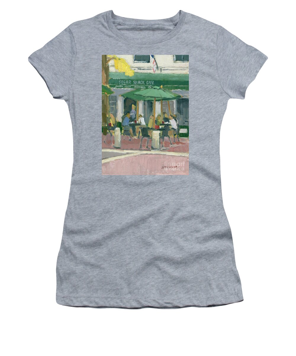 Sugar Shack Cafe Women's T-Shirt featuring the painting Sugar Shack Cafe - Huntington Beach, California by Paul Strahm
