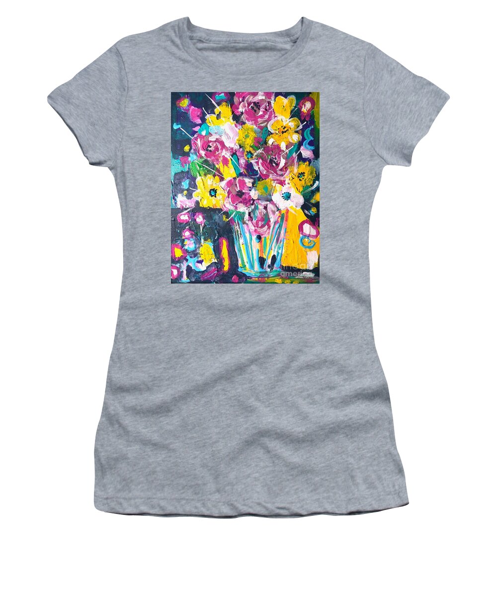 Floral Women's T-Shirt featuring the painting Summer Loving by Jacqui Hawk