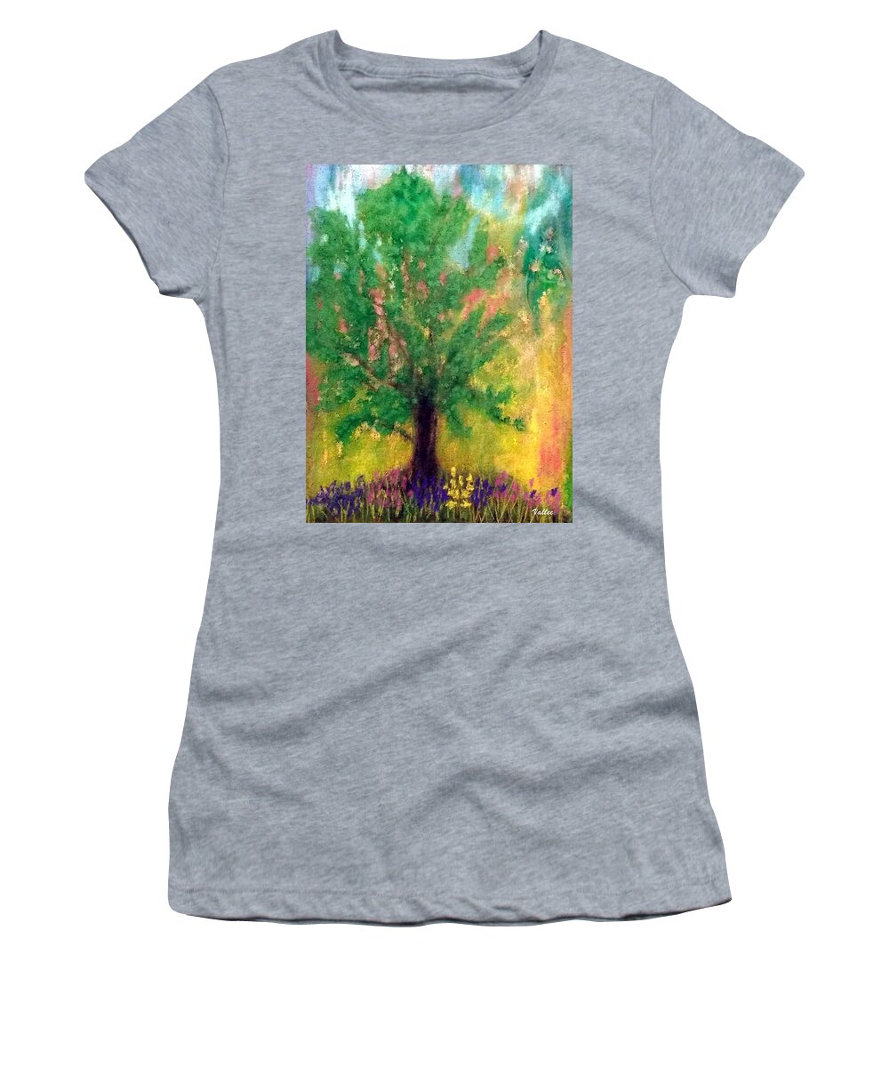 Summer Women's T-Shirt featuring the painting Summer Tree by Vallee Johnson