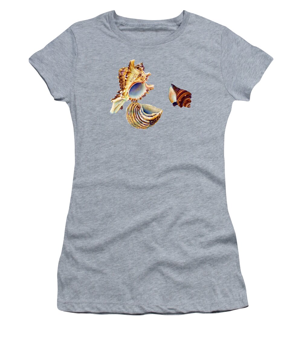 Seashell Women's T-Shirt featuring the painting Summer Whispers - solid background by Hailey E Herrera