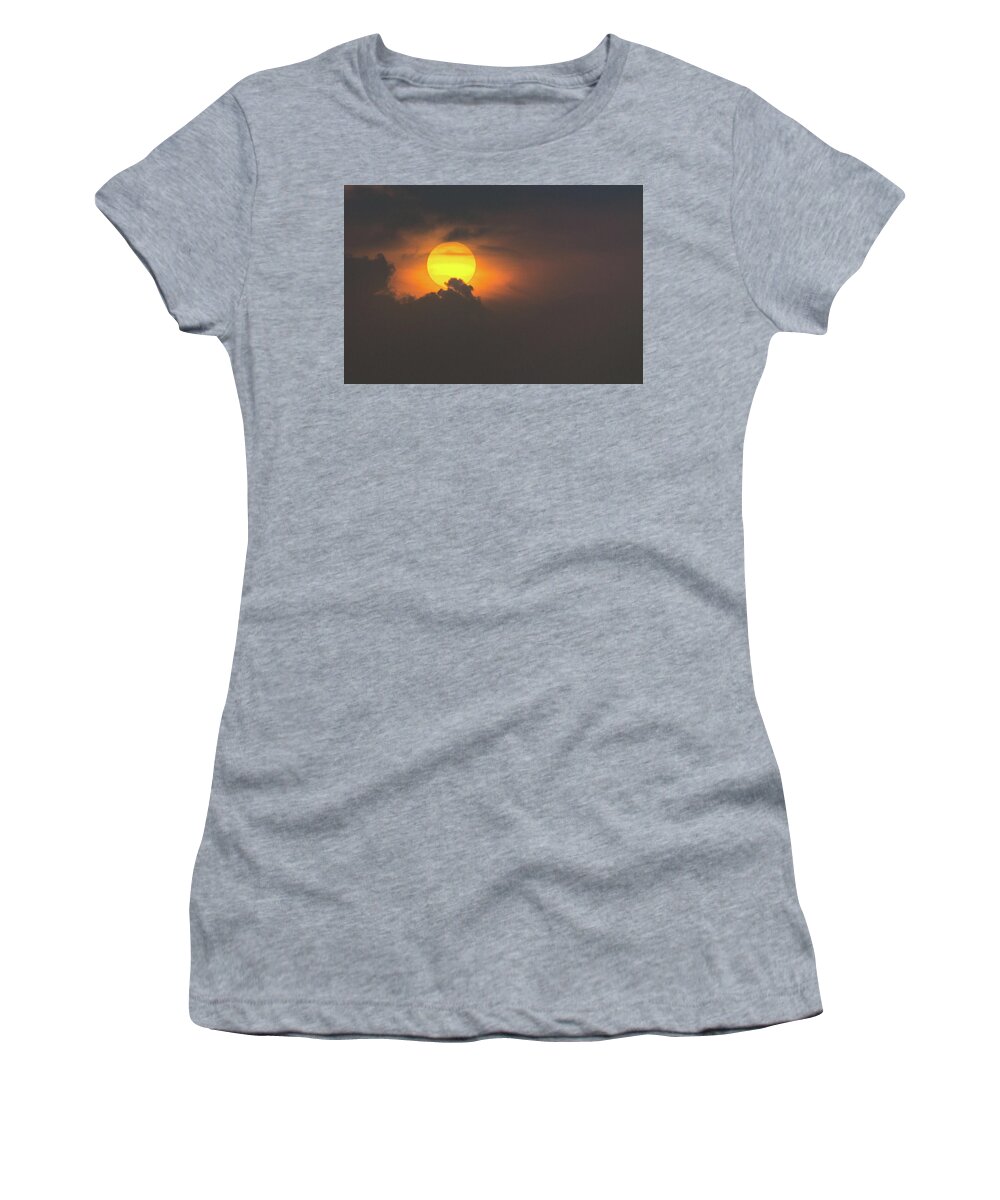 Clouds Women's T-Shirt featuring the photograph Sun popping into clouds by Andrew Lalchan